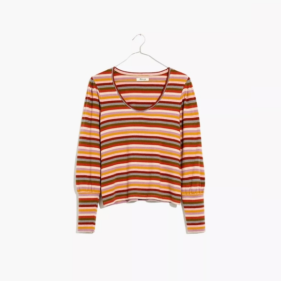 Madewell Stripe Puff Sleeve Scoop Sweater XXS NWOT - Picture 16 of 16